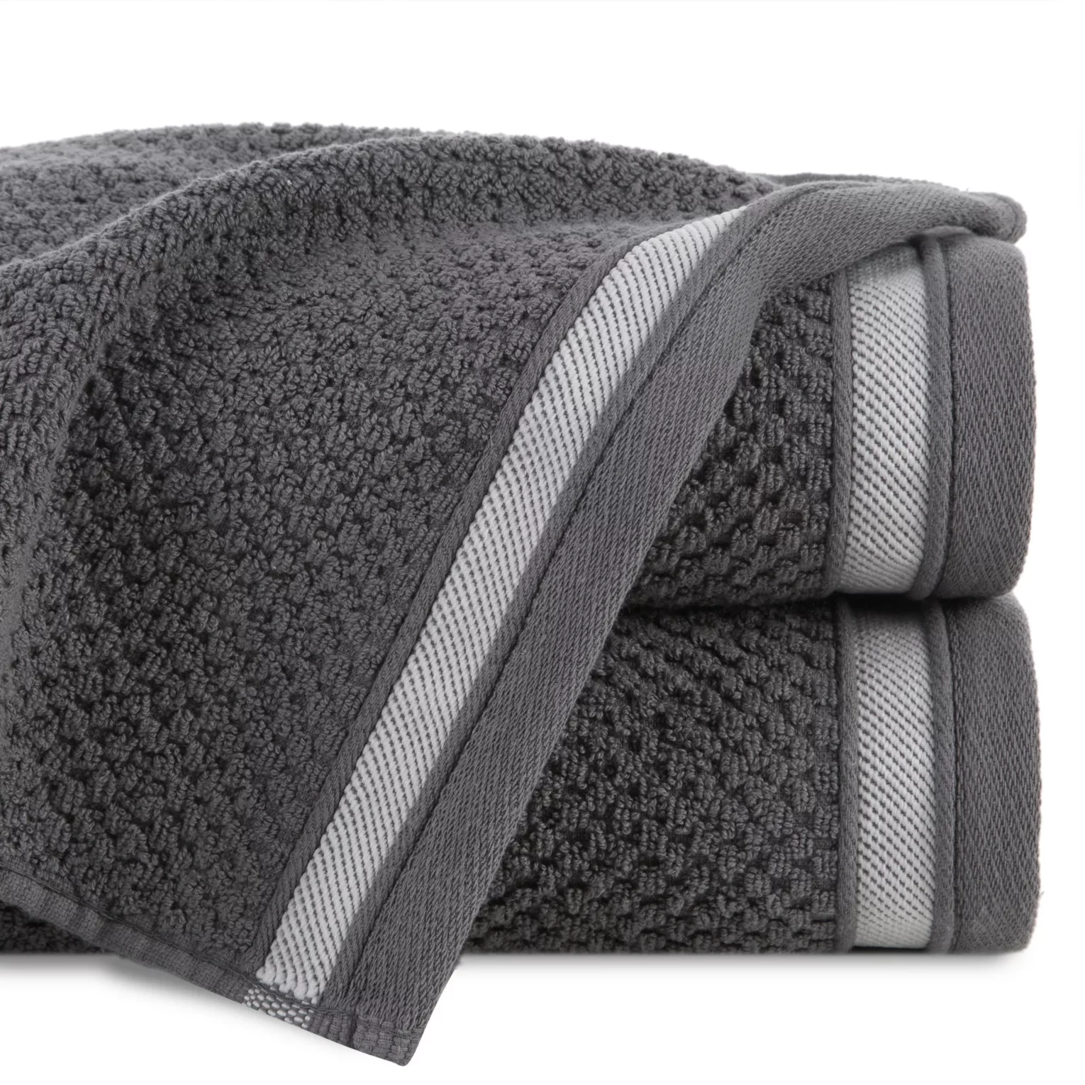 Ręcznik do rąk 30x50 cm bawełniany kolor stalowy w pasy 500 g/m2 MADLEN