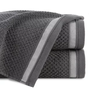 Ręcznik do rąk 30x50 cm bawełniany kolor stalowy w pasy 500 g/m2 MADLEN