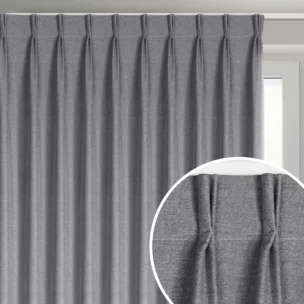 Zasłona grafitowa z 100% zaciemniającej tkaniny typu blackout 125x270 cm (wymiar podany na gotowo) system flex - NELISA