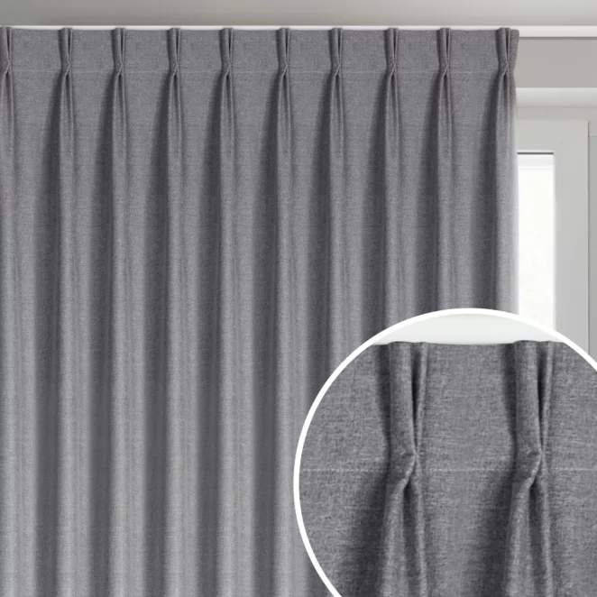 Zasłona grafitowa z 100% zaciemniającej tkaniny typu blackout 125x270 cm (wymiar podany na gotowo) system flex - NELISA