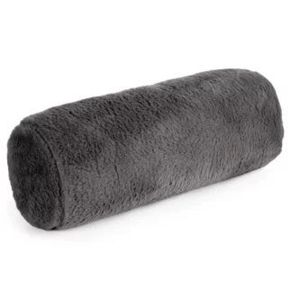 Poduszka wałek 15x45 cm stalowa z miękkiej futrzanej tkaniny  NINA