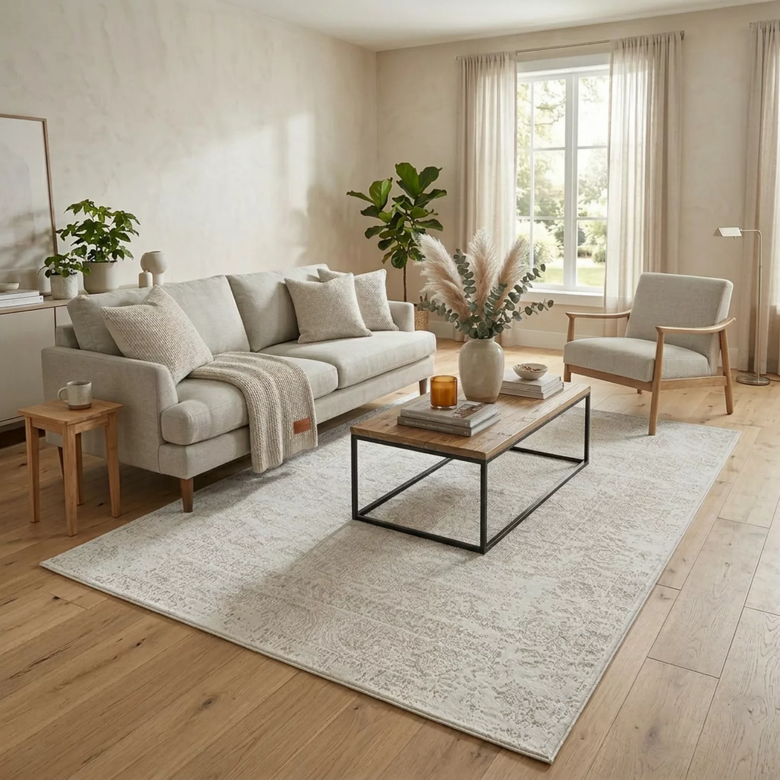 Dywan 120x170 cm kremowo, beżowy z subtelnie ornamentowym wzorem NOVA3
