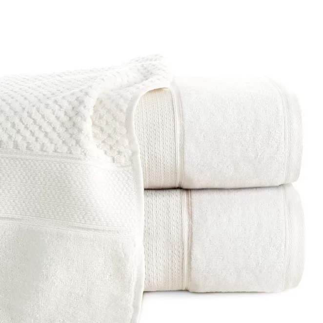Ręcznik do rąk 30x50 cm bawełniany kolor kremowy z welwetową bordiurą 500 g/m2 JESSI