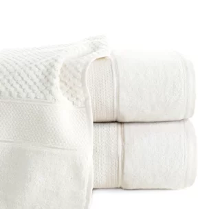 Ręcznik do rąk 30x50 cm bawełniany kolor kremowy z welwetową bordiurą 500 g/m2 JESSI