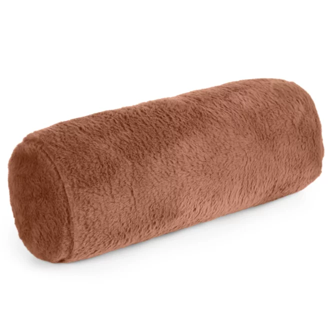 Poduszka wałek 15x45 cm jasnobrązowy z miękkiej futrzanej tkaniny  NINA