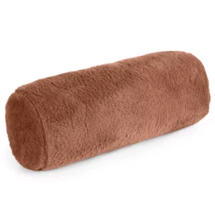 Poduszka wałek 15x45 cm jasnobrązowy z miękkiej futrzanej tkaniny NINA