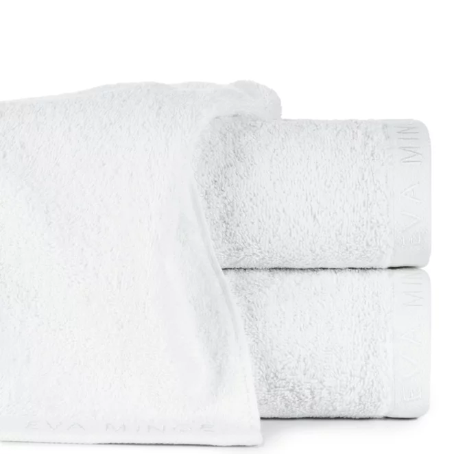 Ręcznik do rąk 30x50 cm bawełniany kolor biały z haftowanym logiem Eva Minge 550 g/m2 VENUS
