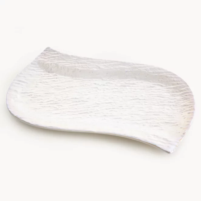Patera ceramiczna dekoracyjna perłowa zdobiona wypukłym wzorem 26x18x2 cm NINA