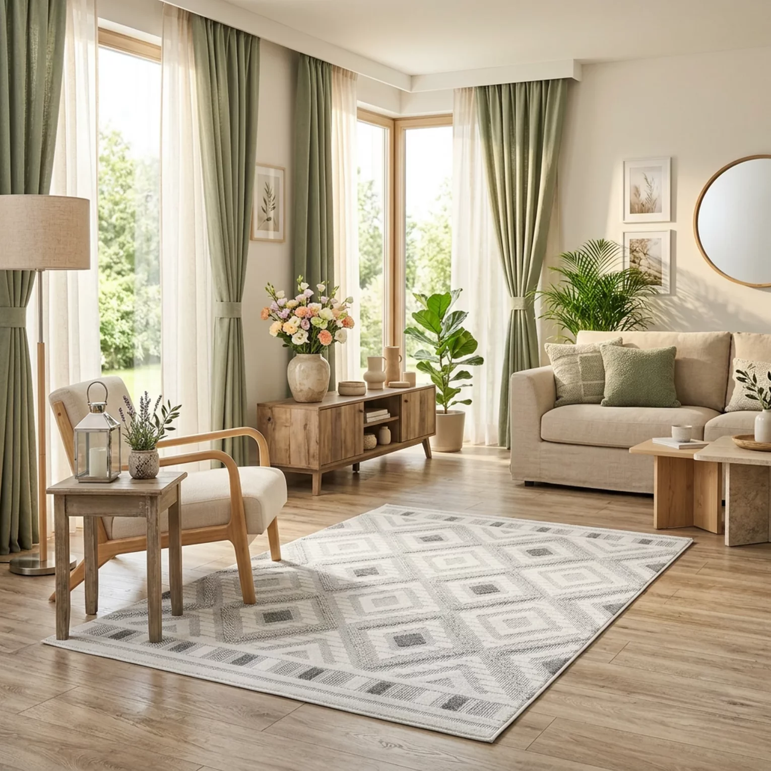 Dywan 160x230 cm beżowy zdobiony przestrzennym wzorem  geometrycznym DIDAR3