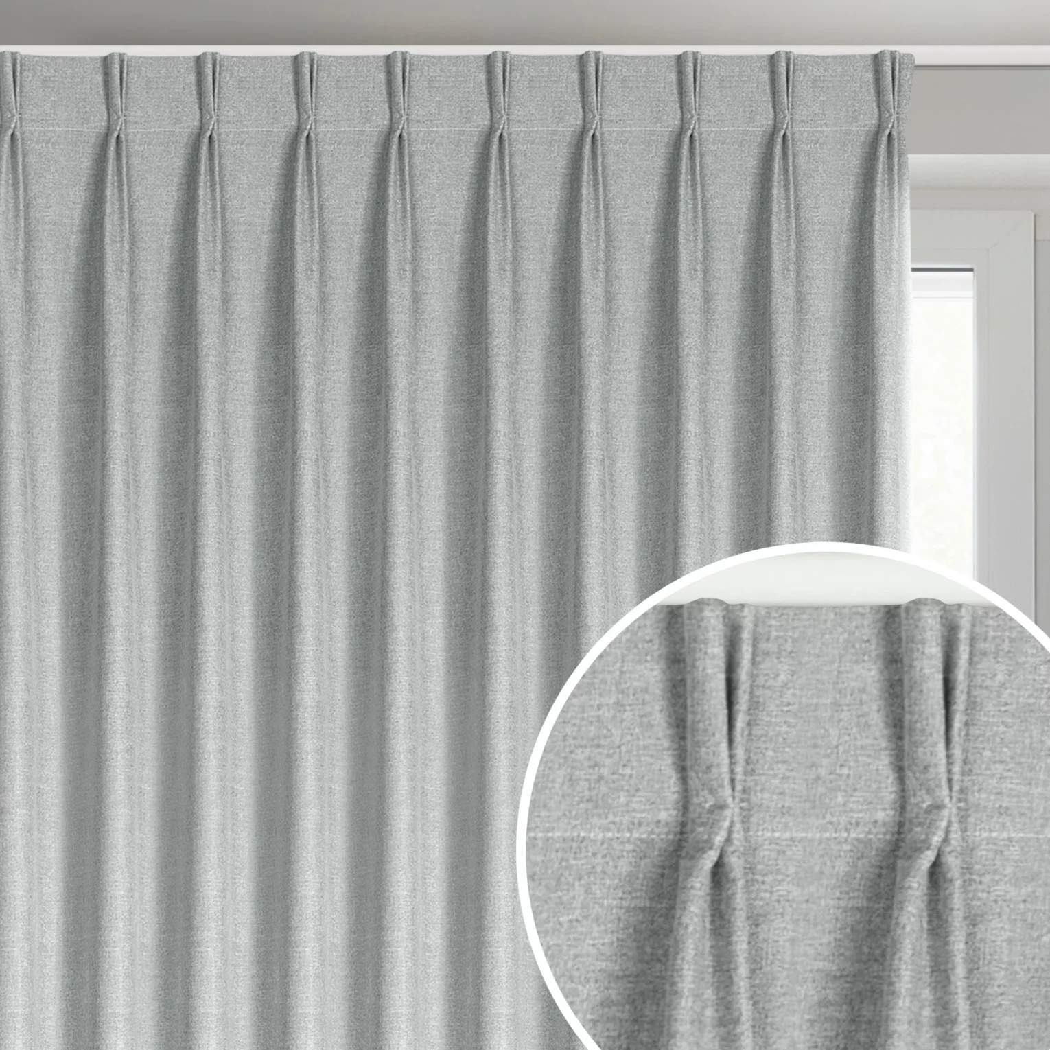 Zasłona srebrna z 100% zaciemniającej tkaniny typu blackout 125x270 cm (wymiar podany na gotowo) system flex - NELISA