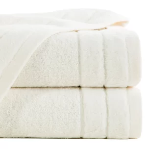 Ręcznik kąpielowy 50x90 cm bawełniany kolor kremowy z welwetową bordiurą 500 g/m2 DAMLA