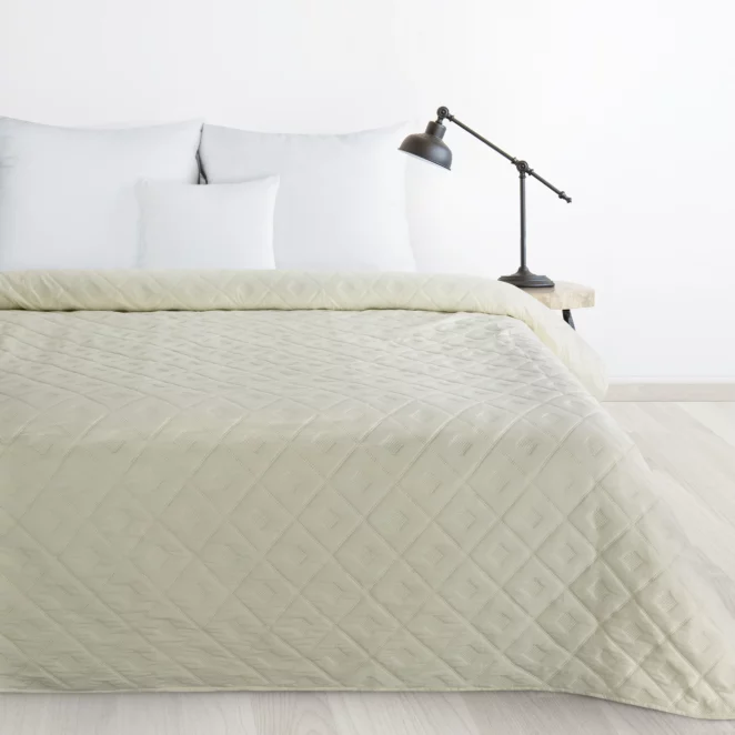 Narzuta kremowa 170x210 cm z geometrycznym wzorem wykonana techniką hot press ALARA 6 Design 91