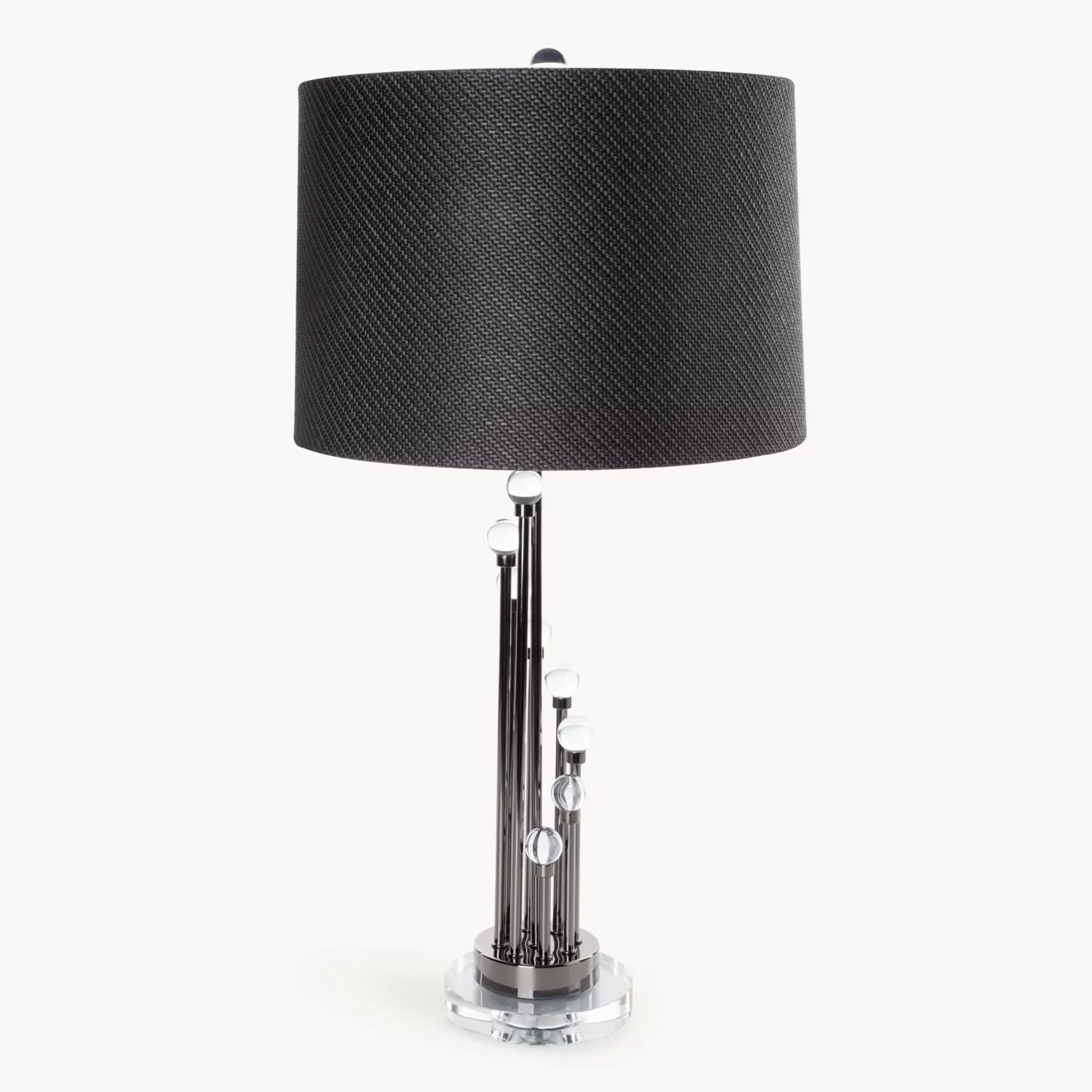 Lampa stołowa do pokoju grafitowa zdobiona kryształkami 38 x 75 cm ISLA