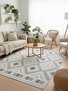 Dywan 120x170 cm srebrny zdobiony przestrzennym wzorem  geometrycznym DIDAR3