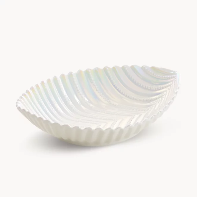 Misa ceramiczna dekoracyjna perłowa w kształcie łódeczki 24x18x7 cm  NELA