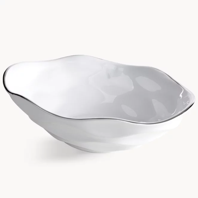 Misa dekoracyjna biało, srebrna 35x22x11 cm BONI