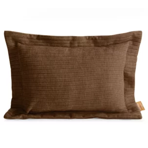 Poszewka na poduszkę  40x60 cm z szenilowej tkaniny jasnobrązowa o widocznym ozdobnym splocie Eva Minge Elegante
