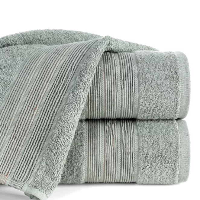 Ręcznik do rąk 30x50 cm bawełniany kolor miętowy w poziome paseczki 500 g/m2 VERANO