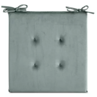 Poduszka na krzesło 40 x 40 x 3 cm  welwetowa ciemnomiętowa z ozdobnym pikowaniem i praktycznymi troczkami GAJA