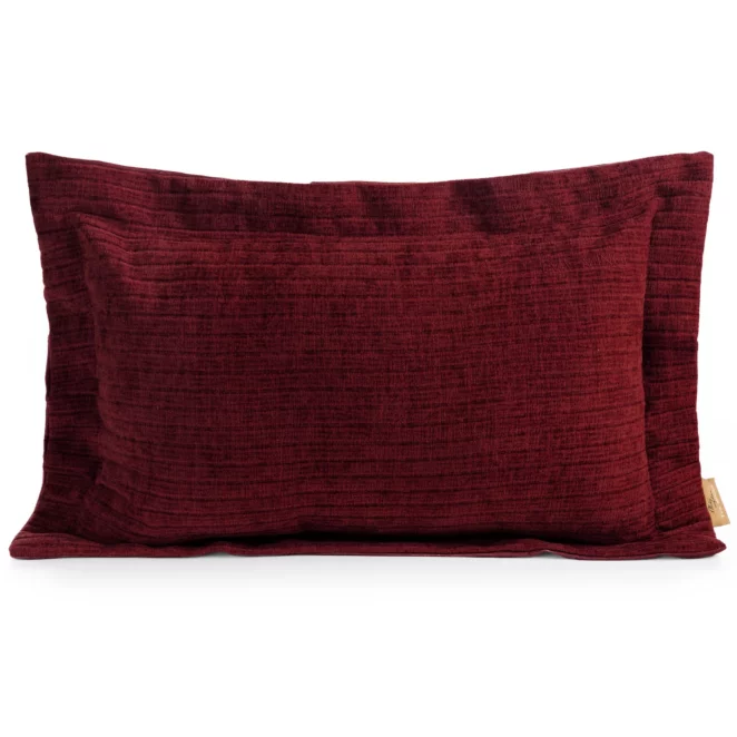 Poszewka na poduszkę 40x60 cm z szenilowej tkaniny bordowa o widocznym ozdobnym splocie Eva Minge Elegante