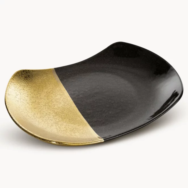 Patera ceramiczna dekoracyjna czarno-złota 32x23x5 cm THEO