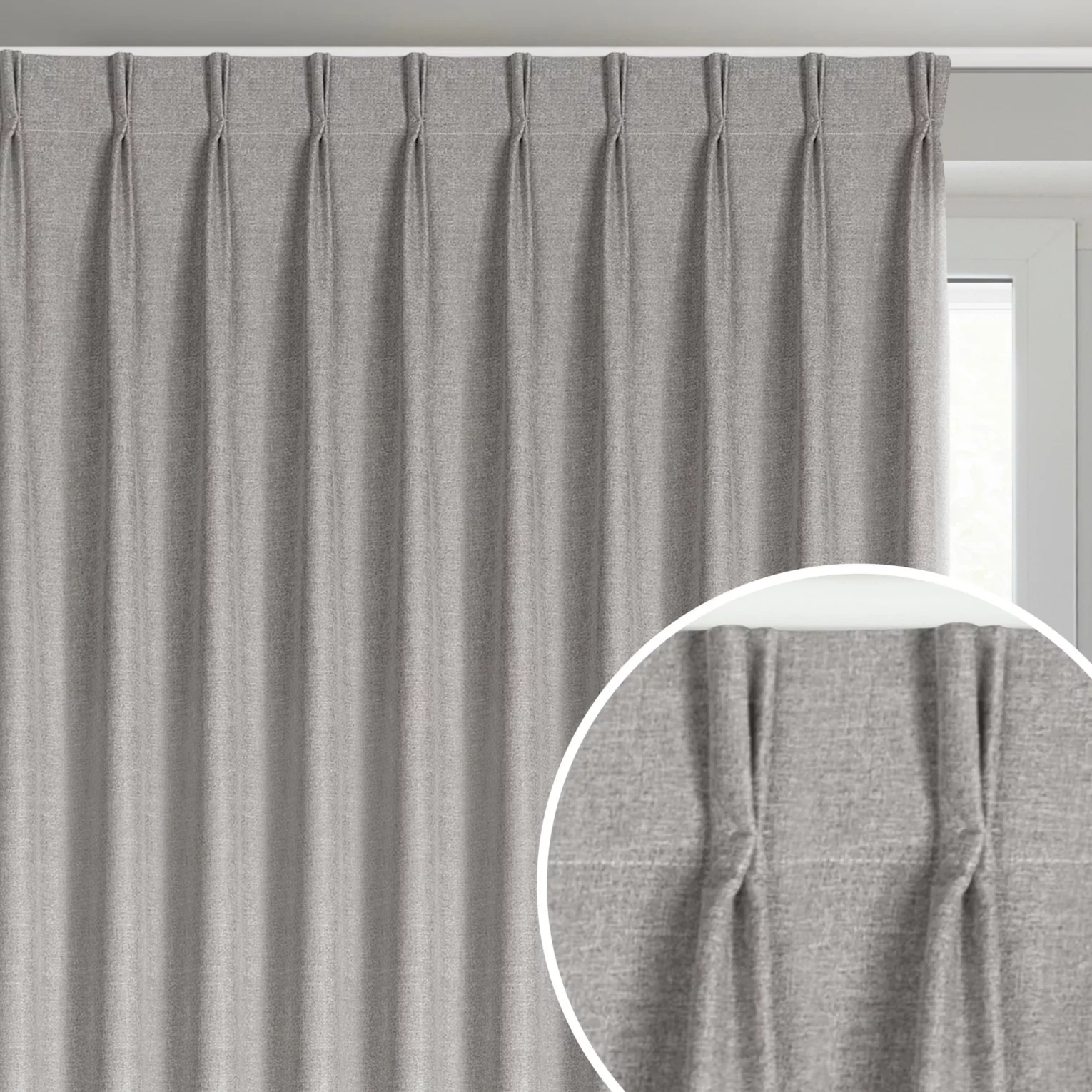 Zasłona ciemnobeżowa z 100% zaciemniającej tkaniny typu blackout 125x270 cm (wymiar podany na gotowo) system flex - NELISA