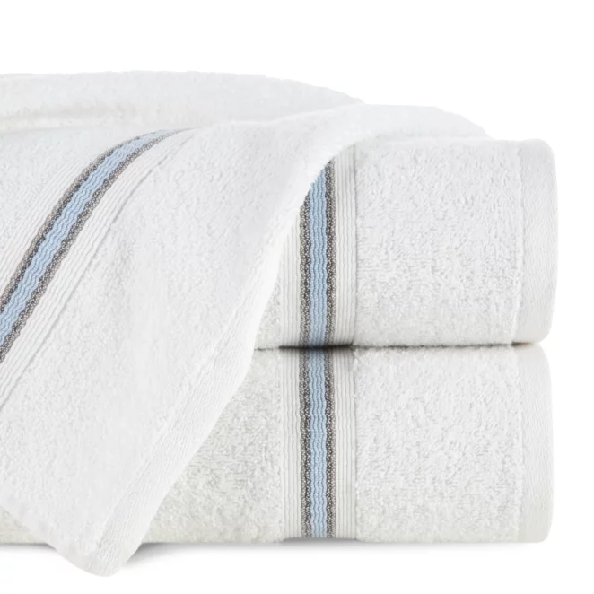 Ręcznik do rąk 30x50 cm bawełniany kolor biały w kontrastujące pasy 500 g/m2 TRIS