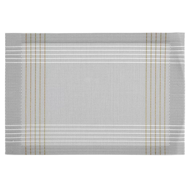 Podkładka na stół biało, złota 30x45 cm KARA zdobiona w subtelna kratkę