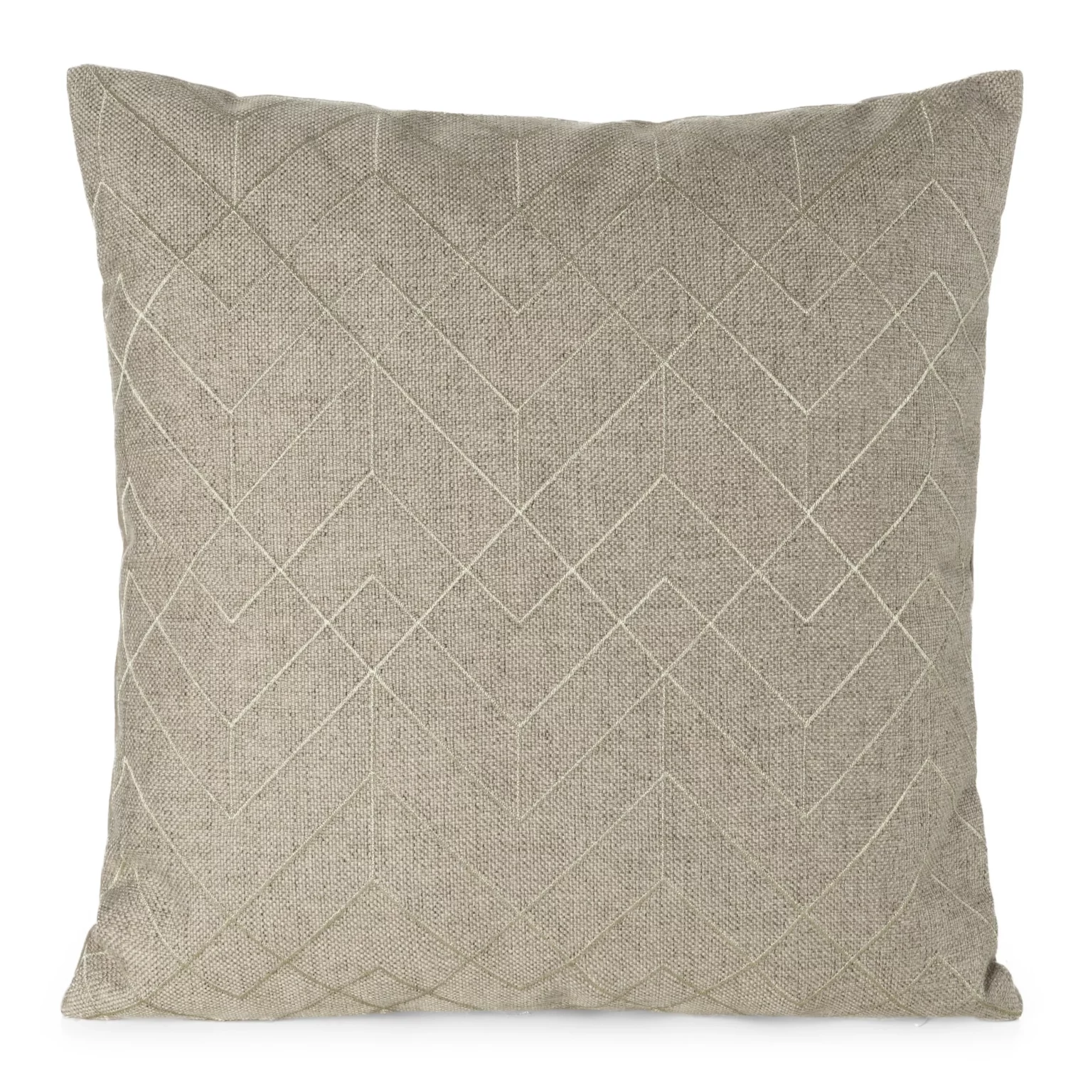 Poszewka na poduszkę 45x45 cm kolor beżowy z złotym geometrycznym haftem MILA