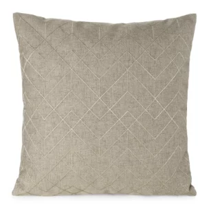 Poszewka na poduszkę 45x45 cm kolor beżowy z złotym geometrycznym haftem MILA