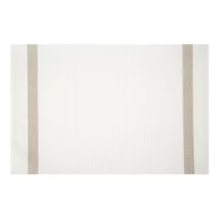 Podkładka na stół biało, beżowa 30x45 cm RUBY zdobiona pasami pleciona