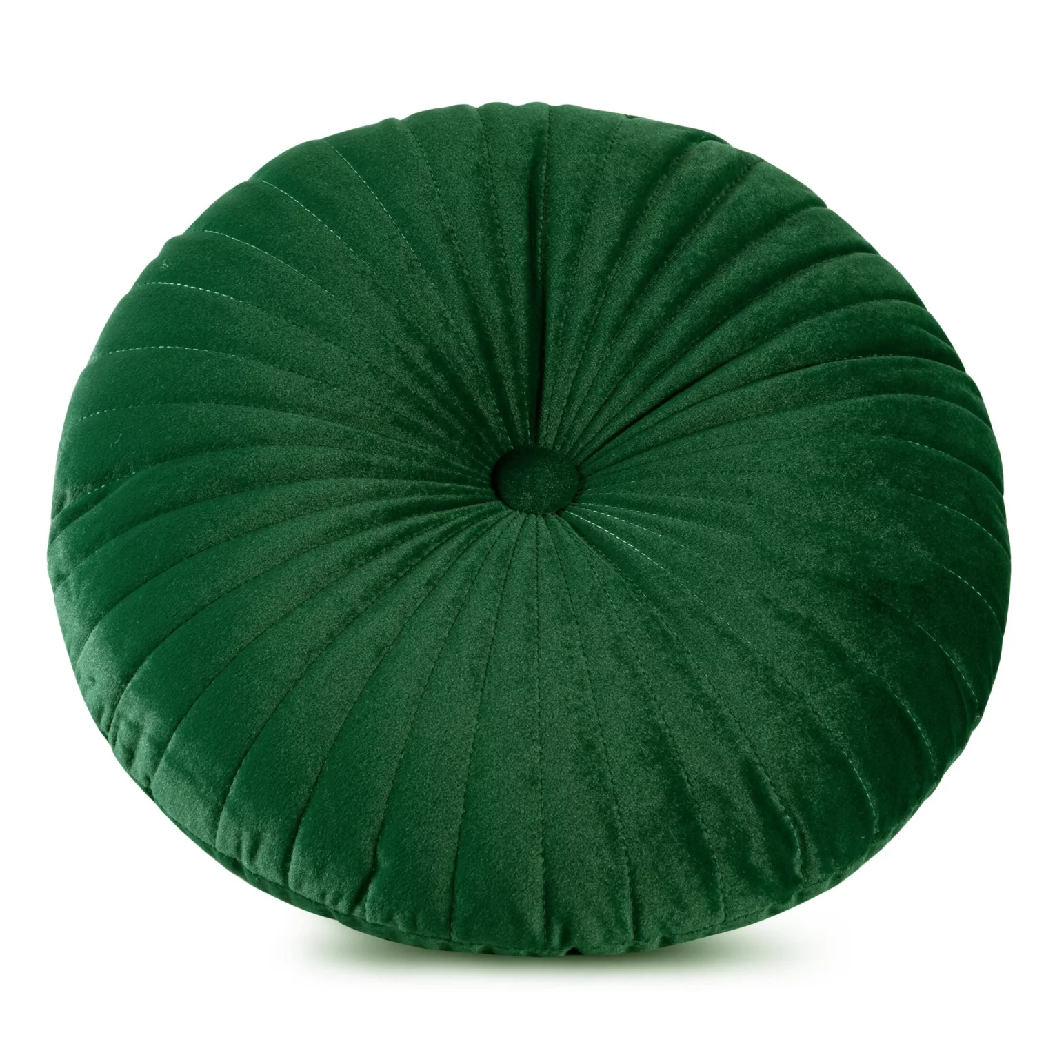 Poduszka okrągła średnica 40 cm ciemnozielona welwetowa pikowana VELVET 68