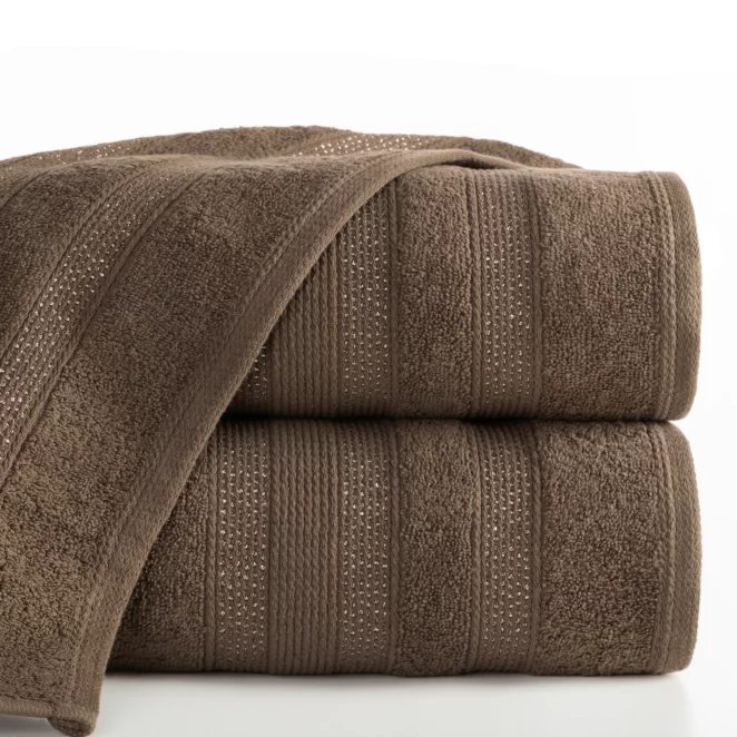 Ręcznik do rąk bawełniany 30x50 cm kolor brązowy zdobiony błyszczącymi paseczkami JUDY1