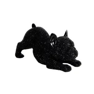 Figurka czarna pies o drobnym strukturalnym wzorze 19x8x9 cm  ELDO