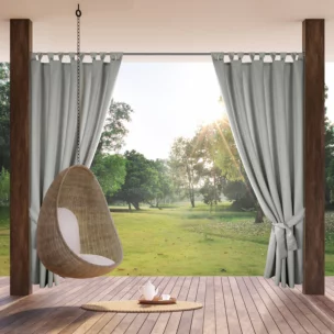 Zasłona srebrna z wodoodpornej tkaniny idealna do ogrodu i na taras 155x220 cm szelki/rzep - GARDEN