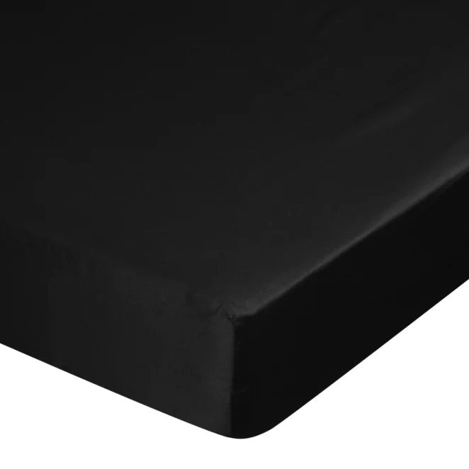 Prześcieradło z gumką 220x200 cm z satyny bawełnianej kolor czarny 125 g/m2 DINA Diva Line