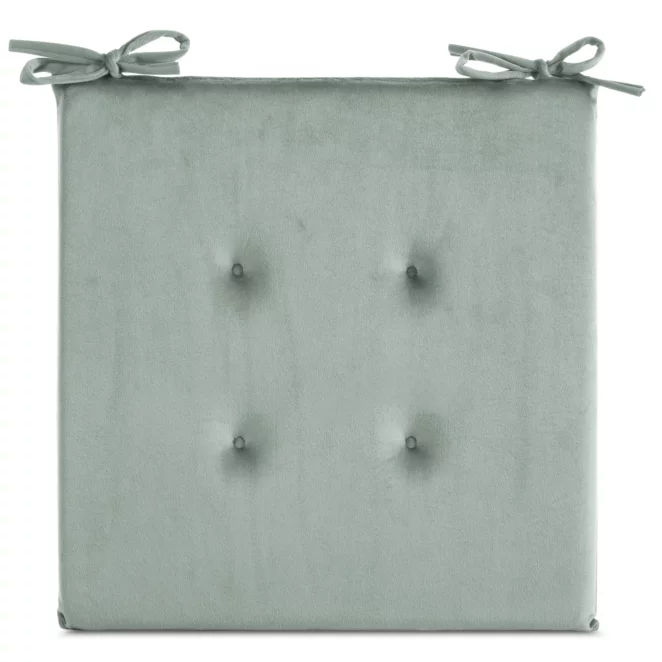 Poduszka na krzesło 40 x 40 x 3 cm  welwetowa szałwiowa z ozdobnym pikowaniem i praktycznymi troczkami GAJA