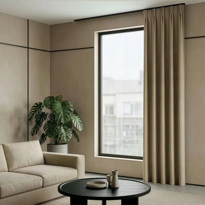 Zasłona beżowa 40x270 cm welwetowa flex 1:2
