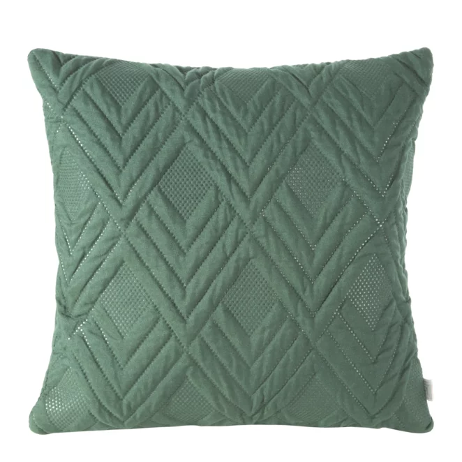 Poszewka na poduszkę 40x40 cm ciemnozielona z geometrycznym wzorem wytłaczanym techniką hot press ALARA DESIGN 91