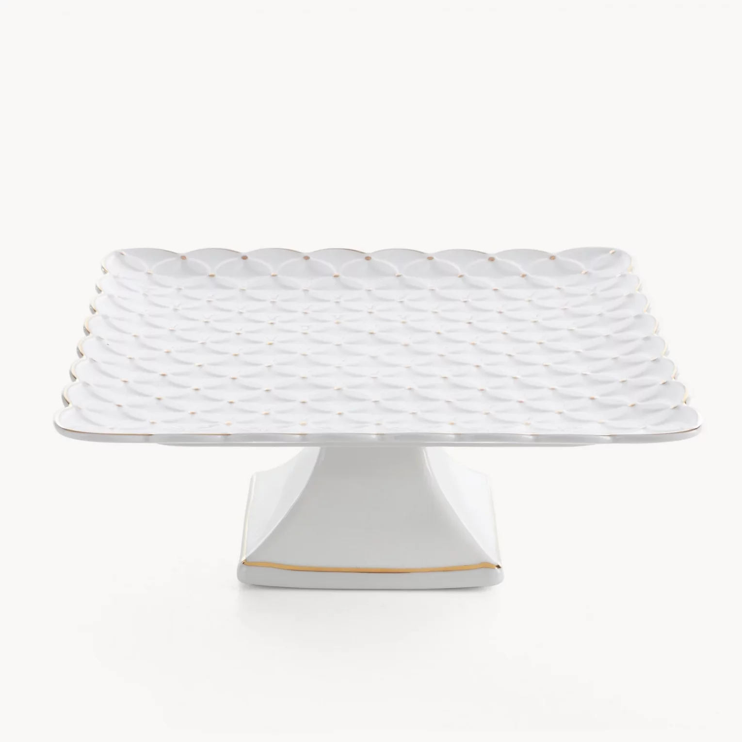 Patera ceramiczna dekoracyjna kremowa z złotymi akcentami 27x27x10 cm BELIA