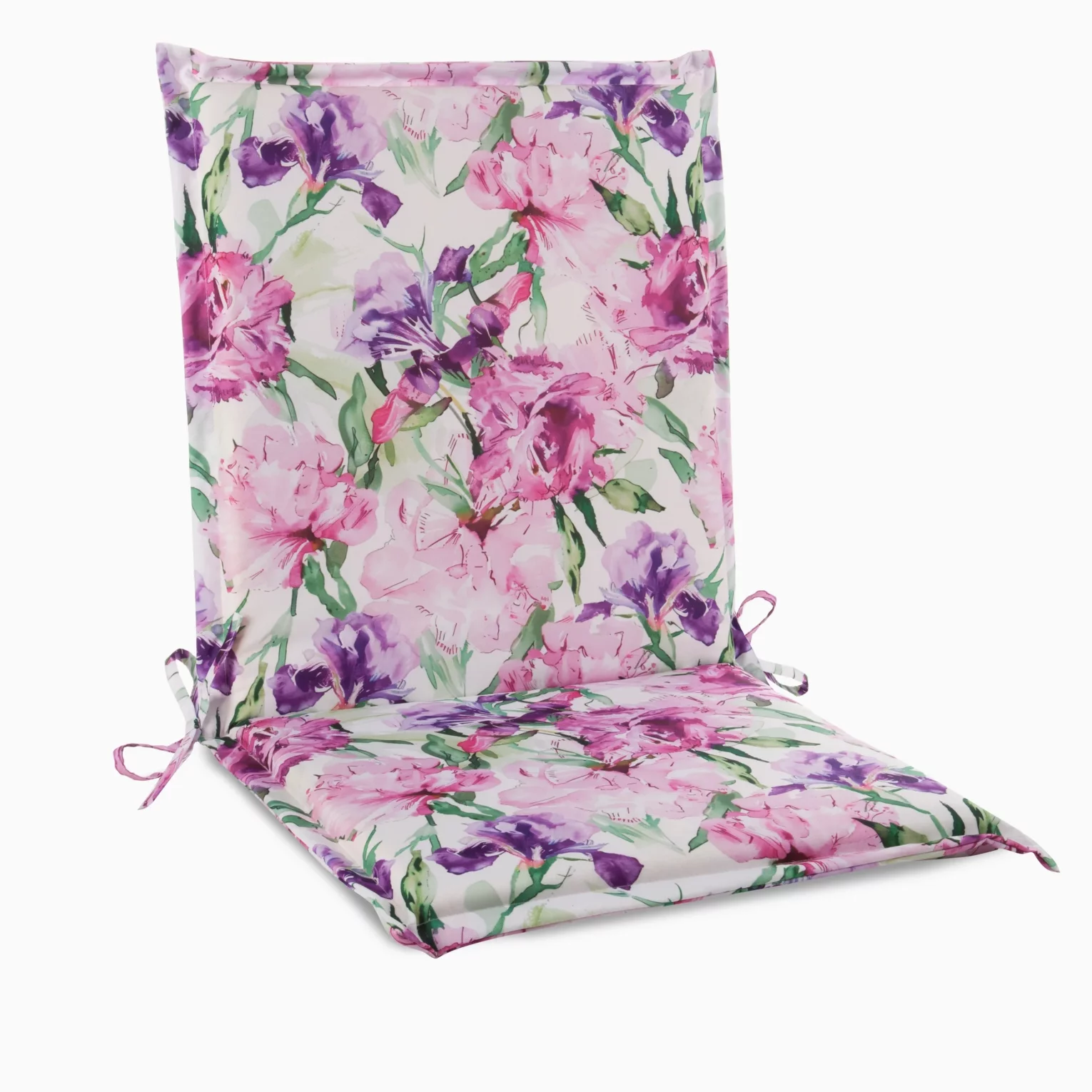 Poduszka na krzesło 45 x 90 x 3 cm  wodoodporna różowo, fioletowa  zdobione roślinnym wzorem GARDEN