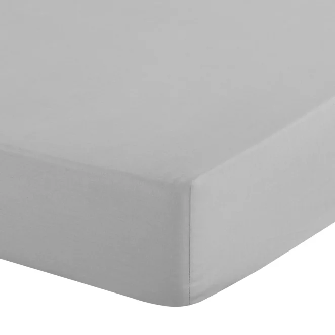 Prześcieradło z gumką 100x200 cm z bawełny kolor srebrny 105 g/m2 BASIC