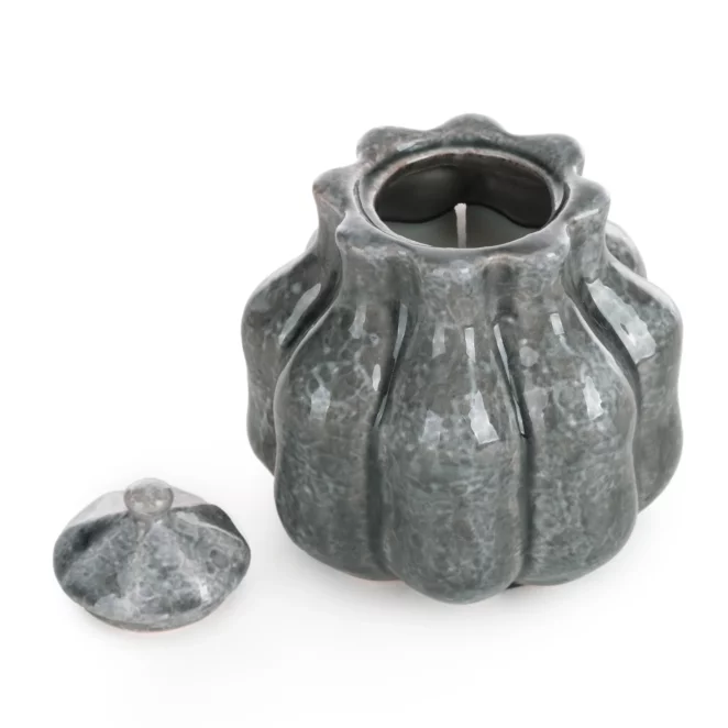 Świeca sojowa grafitowa w eleganckim ceramicznym wazoniku średnica 12x14 cm NIKO