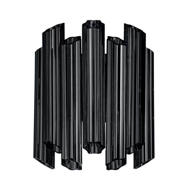Kinkiet - lampa ścienna do pokoju grafitowa z szklanymi zawieszkami z dymionego szkła 32 x 32 x 38 cm DANA