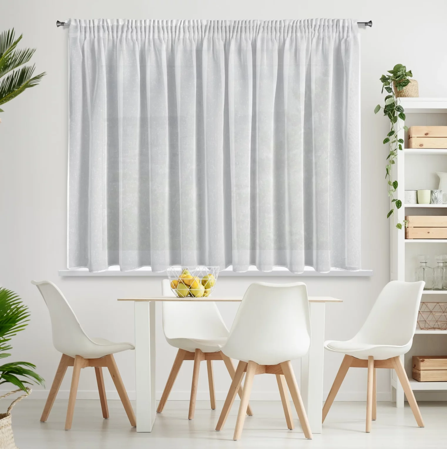 Firana biała z efektem deszczyku półprzezroczysta, matowa 400x145 cm taśma ANGELA