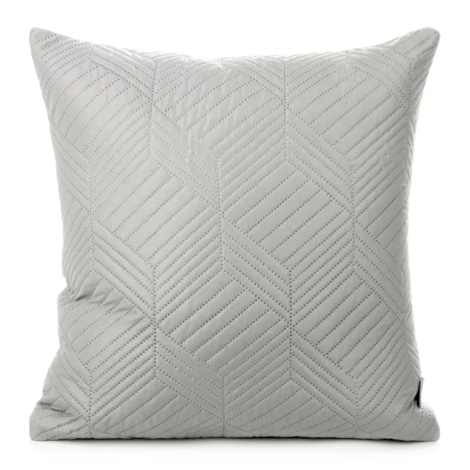 Poszewka na poduszkę 40x40 cm popielata z geometrycznym wzorem pikowana techniką hot press BONI DESIGN 91