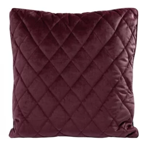 Poszewka na poduszkę 45x45 cm welwetowa, bordowa pikowana we wzór karo z ozdobną wypustką VELVET 27 Eurofirany Premium