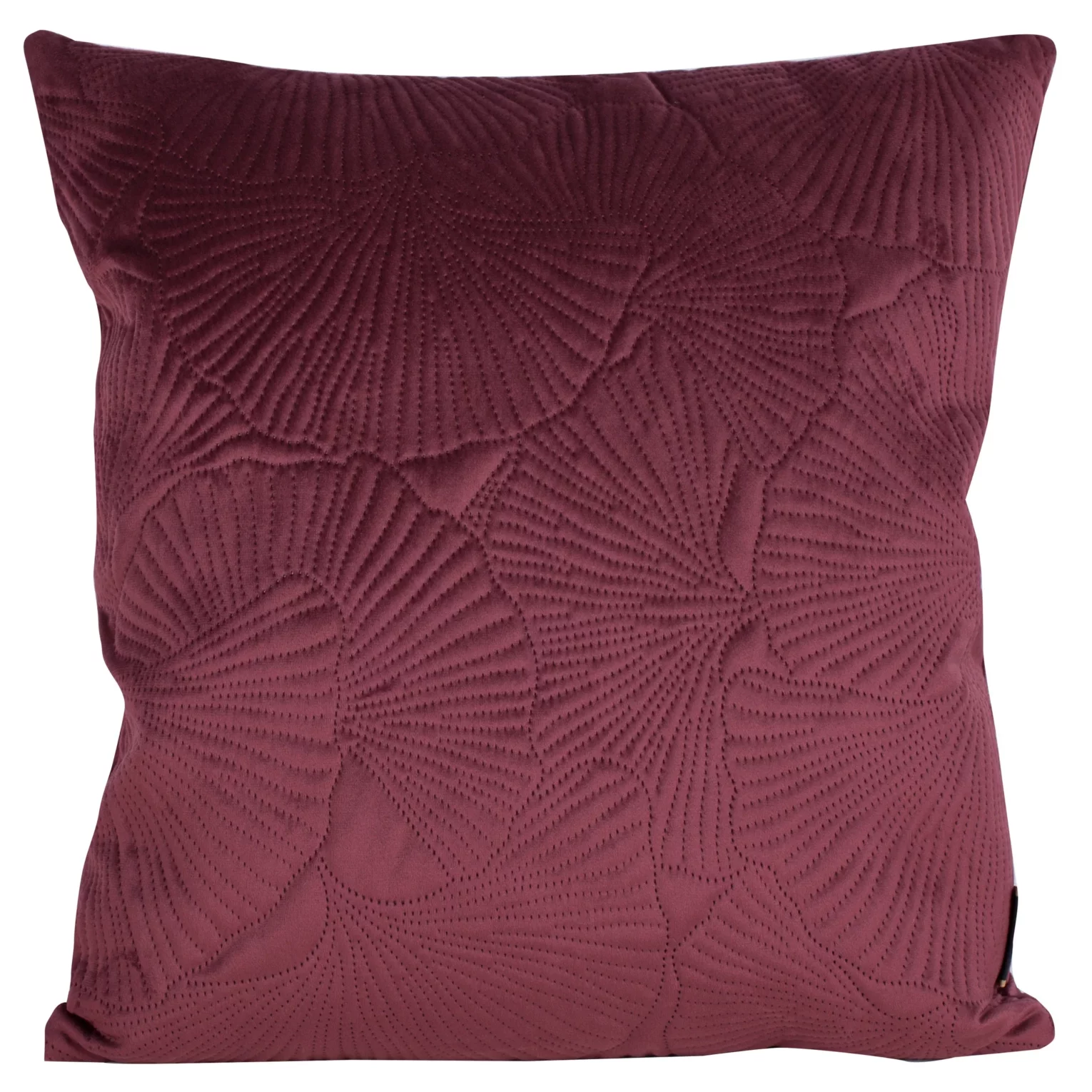Poszewka na poduszkę 45x45 cm welwetowa kolor bordowy z wytłaczanym wzorem liści miłorzębu VELVET 58 Eurofirany Premium