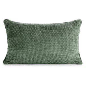 Poszewka na poduszkę 30x50 cm szenilowa z ozdobnym splotem ciemnozielona SZENIL 6