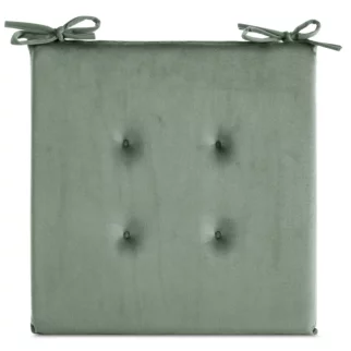 Poduszka na krzesło 40 x 40 x 3 cm  welwetowa jasnomiętowa z ozdobnym pikowaniem i praktycznymi troczkami GAJA